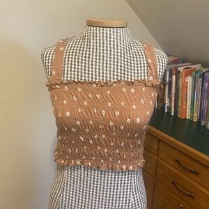 American Eagle Women's Crop Top Tank Size XS Women’s Summer Floral Brown